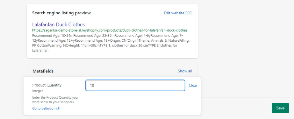Shopify 2.0 Metafields saving changes