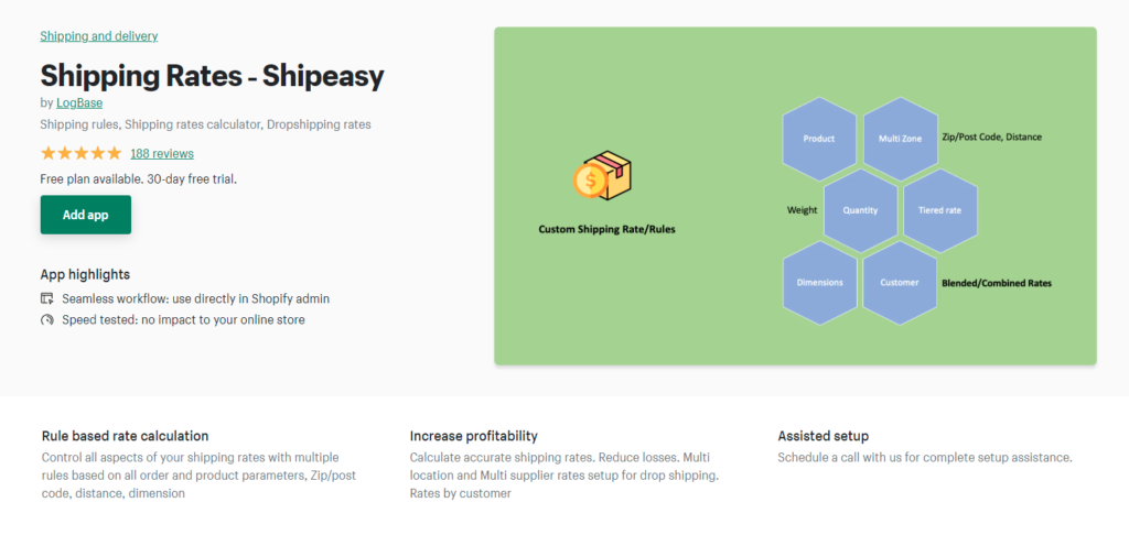 Shipping Rates ‑ Shipeasy shipping app for Shopify