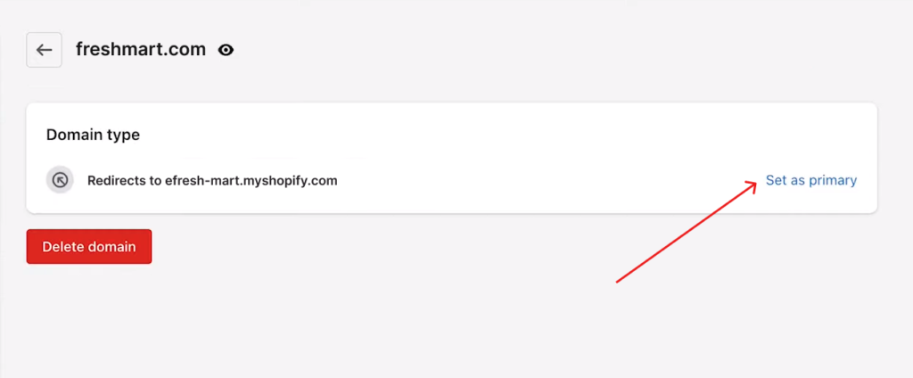 Change primary domain link in Shopify