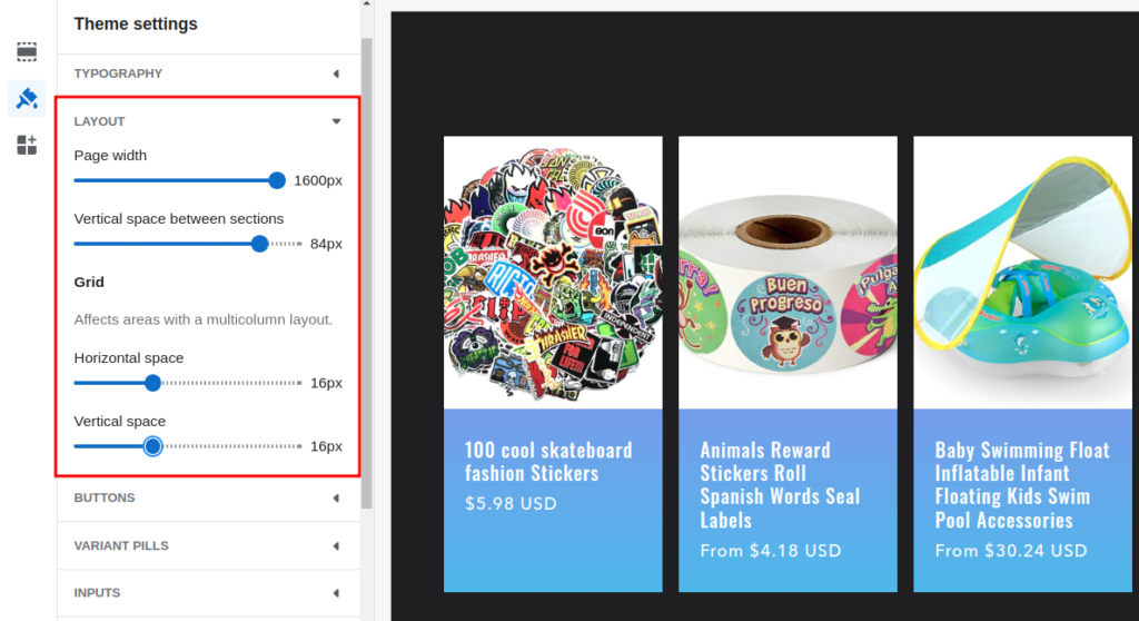 theme customization - Layout