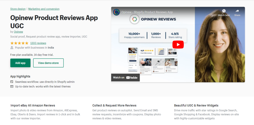 Opinew Product Review App UGC