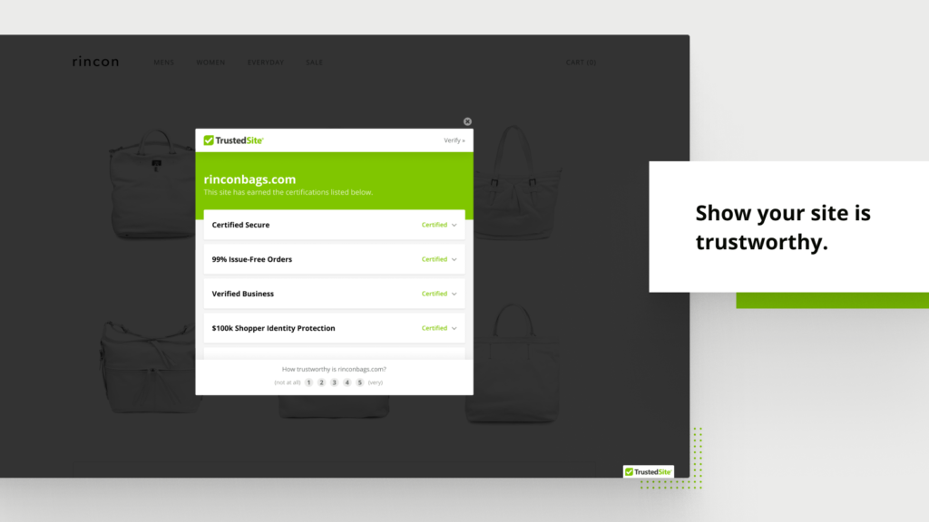 TrustedSite ‑ Trust Badges: Show your site is trustworthy.
