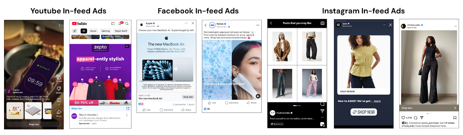 In-Feed Native Ads Examples from social media platforms
