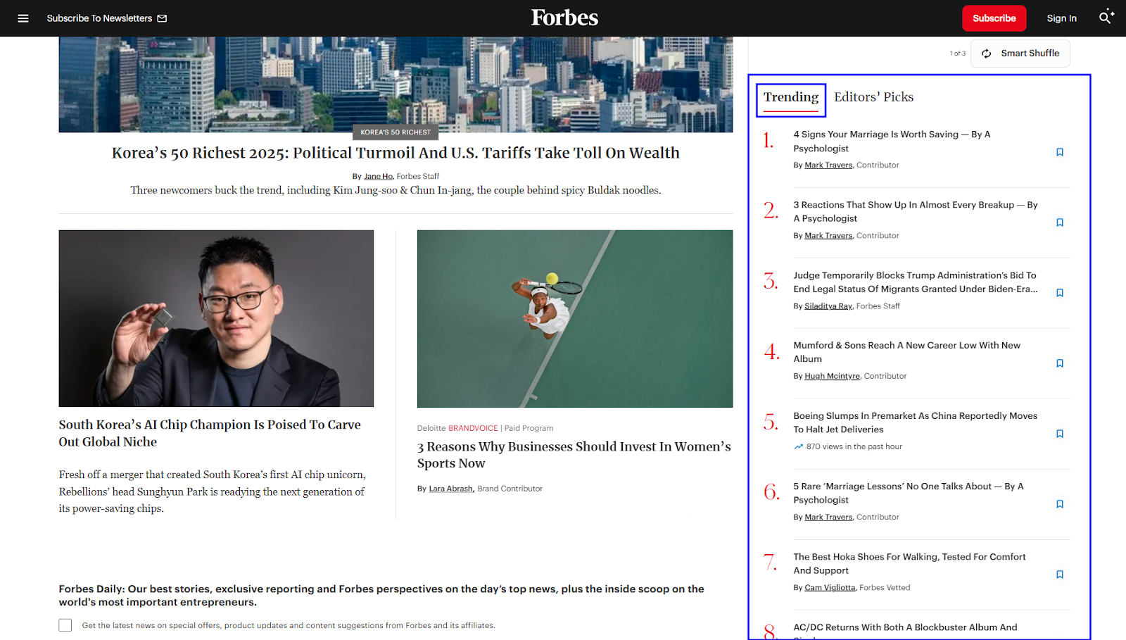 trending topics native ad example
