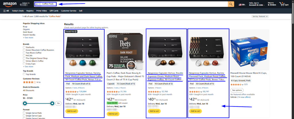Keyword Optimization & Search Ranking Factors of Nespresso - Successful Amazon Brand Showcase