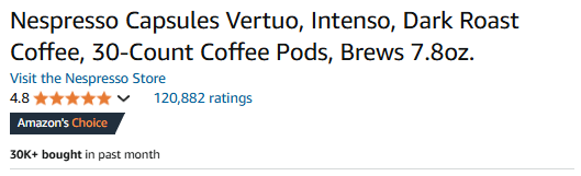Nespresso – Amazon Product Listing Product Title