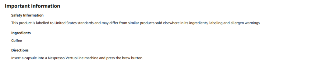 Nespresso – Amazon Product Listing Product details