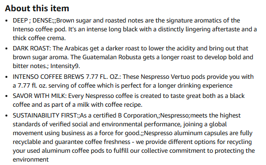 Nespresso – Amazon Product Listing Product details