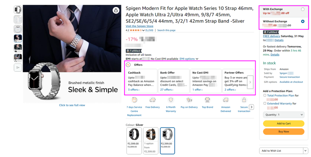 offers & discounts on product detail page of Spigen - Successful Amazon Brand Showcase