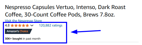 trust factors on product detail page of Nespresso - Successful Amazon Brand Showcase