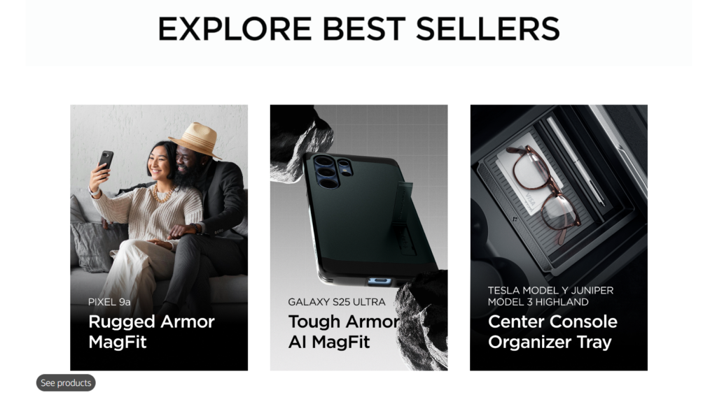 upselling & cross-selling on Spigen’s Amazon Brand Storefront