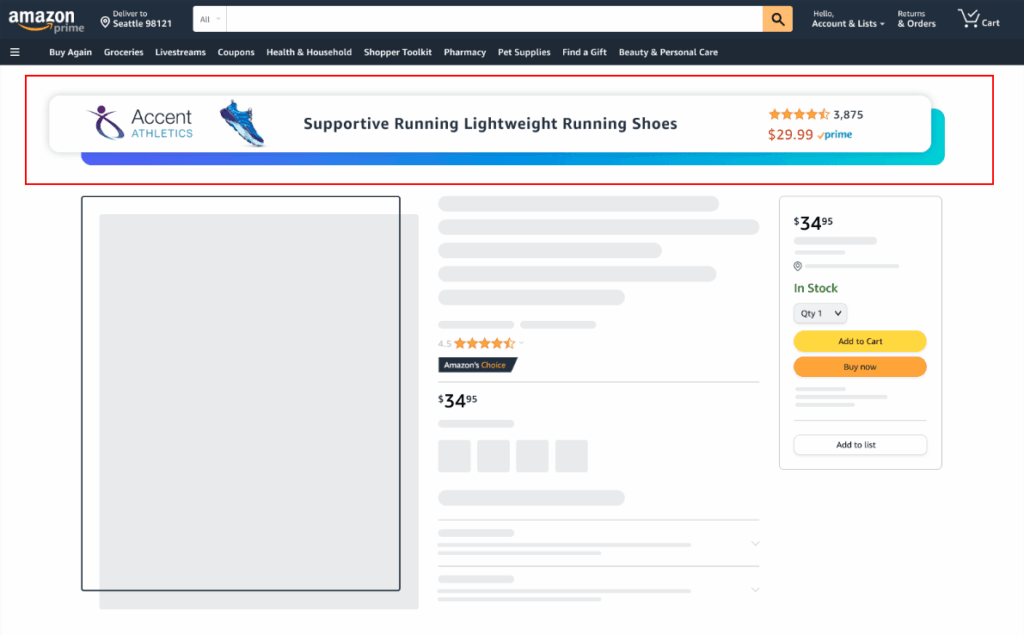 Amazon sponsored display ad example