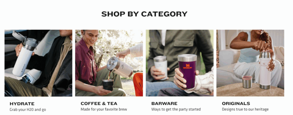 Visual design on Stanley's Amazon Brand Storefront
