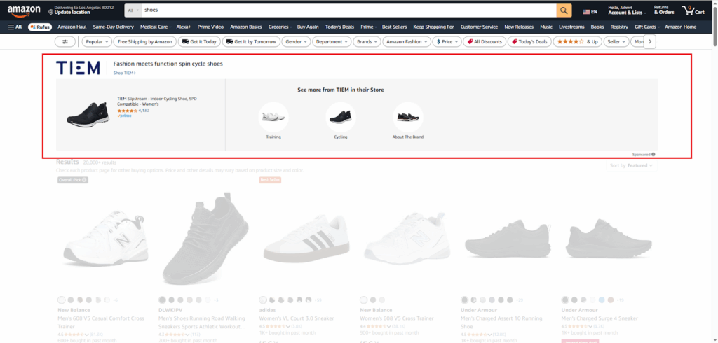 Sponsored Brands Ad Appearing at the Top of Amazon Search Results
