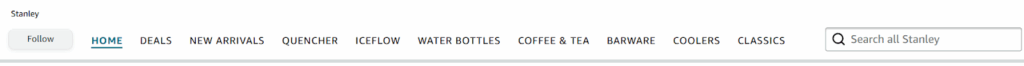 Stanley navigation bar with product categories