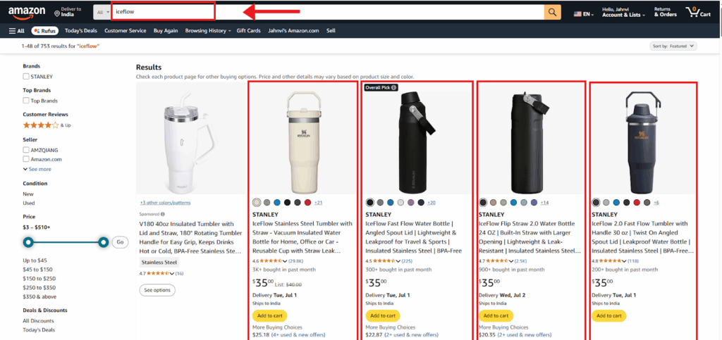 Stanley ranking for 'IceFlow' – Amazon Search Snippet