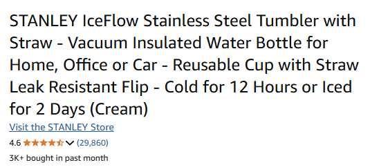 Stanley – Amazon Product Listing Product Title
