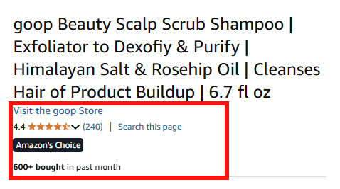 Trust factors on the product detail page of Goop Beauty