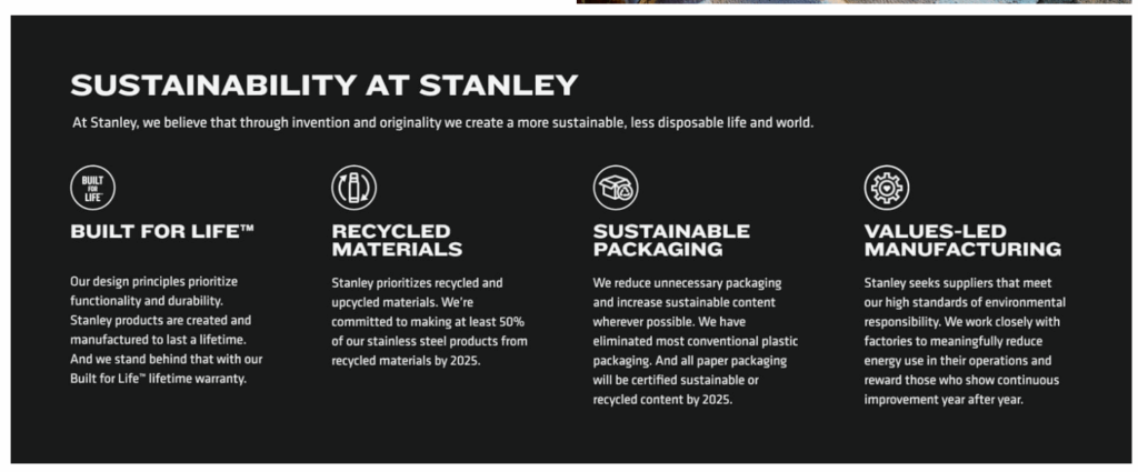 Trust factors on the product detail page of Stanley - Successful Amazon Brand Showcase