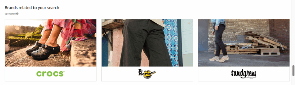Amazon “Brands related to your search” section