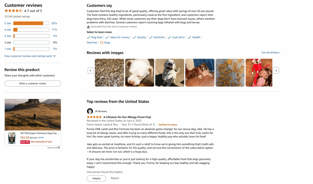 Amazon Customer Reviews, Ratings & Response Management by Purina ONE
