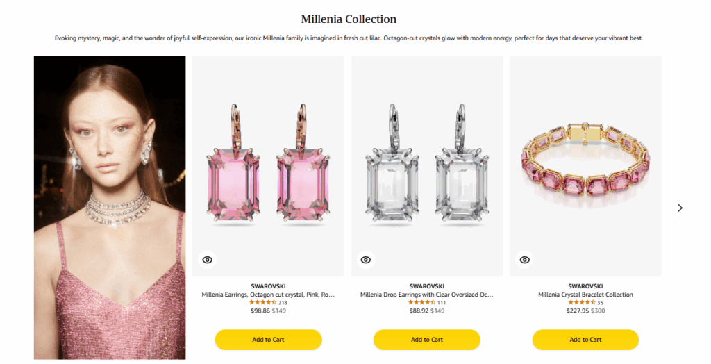 Millenia Collection section on the Amazon Store