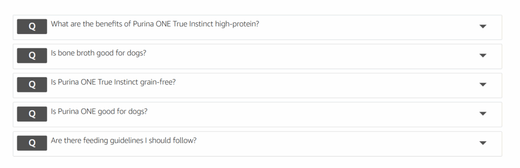 Purina ONE FAQ section