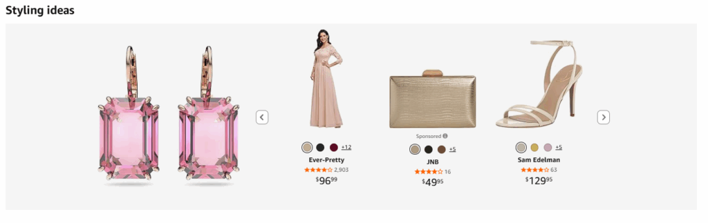 Swarovski Styling Ideas section on Amazon Store with outfit looks
