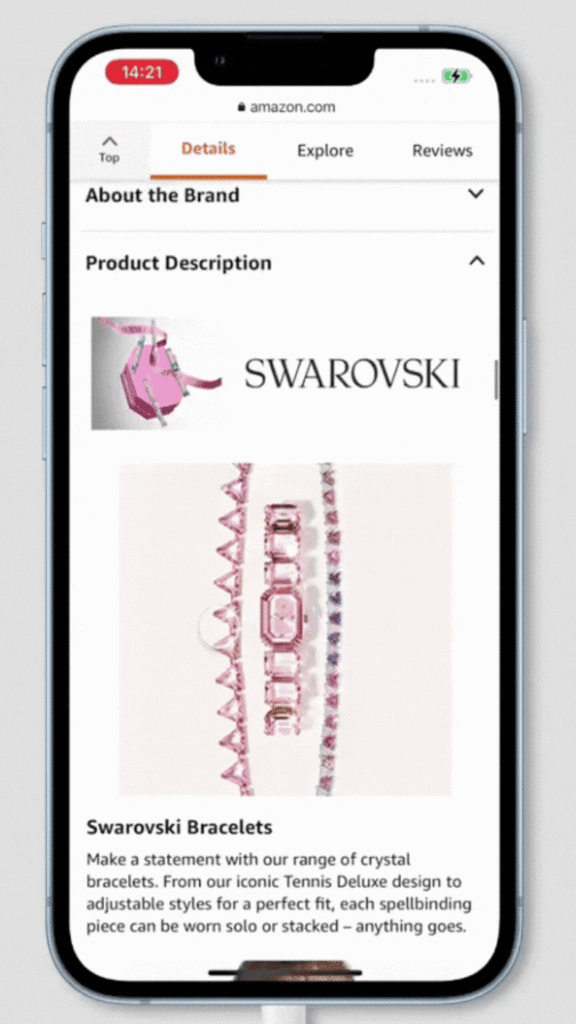 Swarovski mobile-optimized A+ content