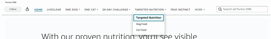 Targeted Nutrition dropdown