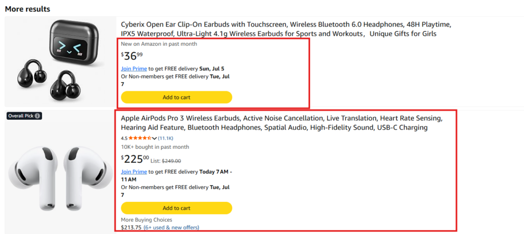 Amazon search intent mismatch